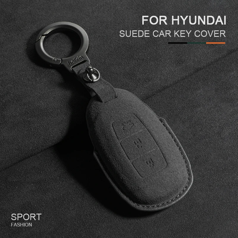 3 Buttons Suede Shell Fob For Hyundai I30 Ix35 KONA Encino Solaris Azera Grandeur Ig Accent Santa Fe Palisade Car Key Case Cover