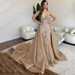 2024 Gorgeous Women's Evening Dresses Mermaid Sexy Off the Shoulder Lace Applique Detachable Skirt Hem Princess Prom Gowns Robe