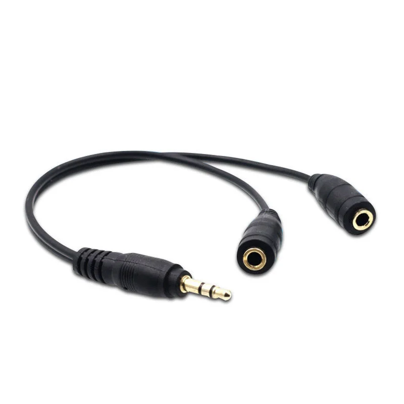 

10 шт./лот, черный 3,5 мм в 2 пары, аудиолиния, наушники-вкладыши, гарнитура, разветвитель для подушечки, телефона, Android, мобильного MP3, MP4