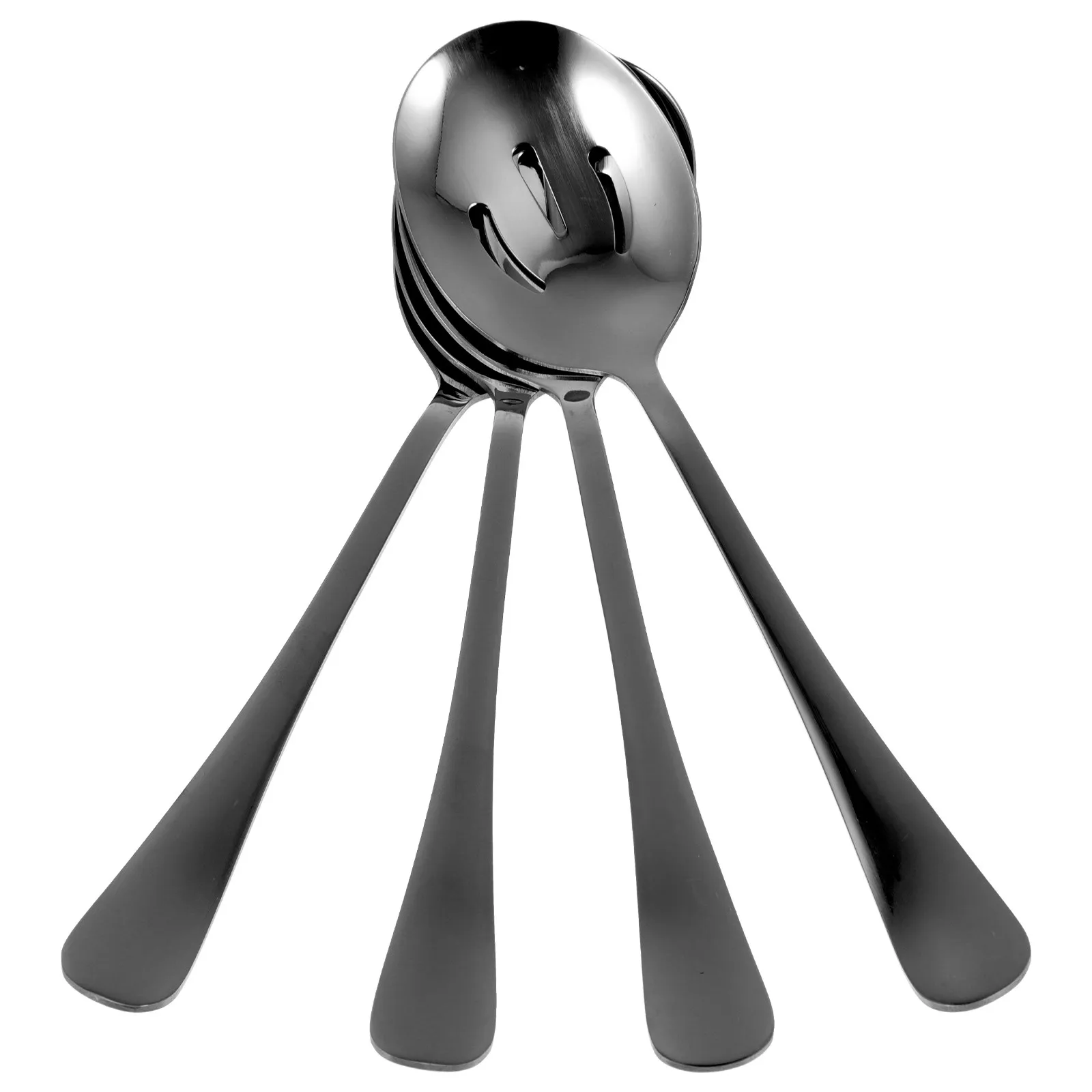 4Pcs Public Spoon Stainless Steel Tableware Long Handle Non-Stick Surface Serving Spoons Suitable for Restaurant Party Family