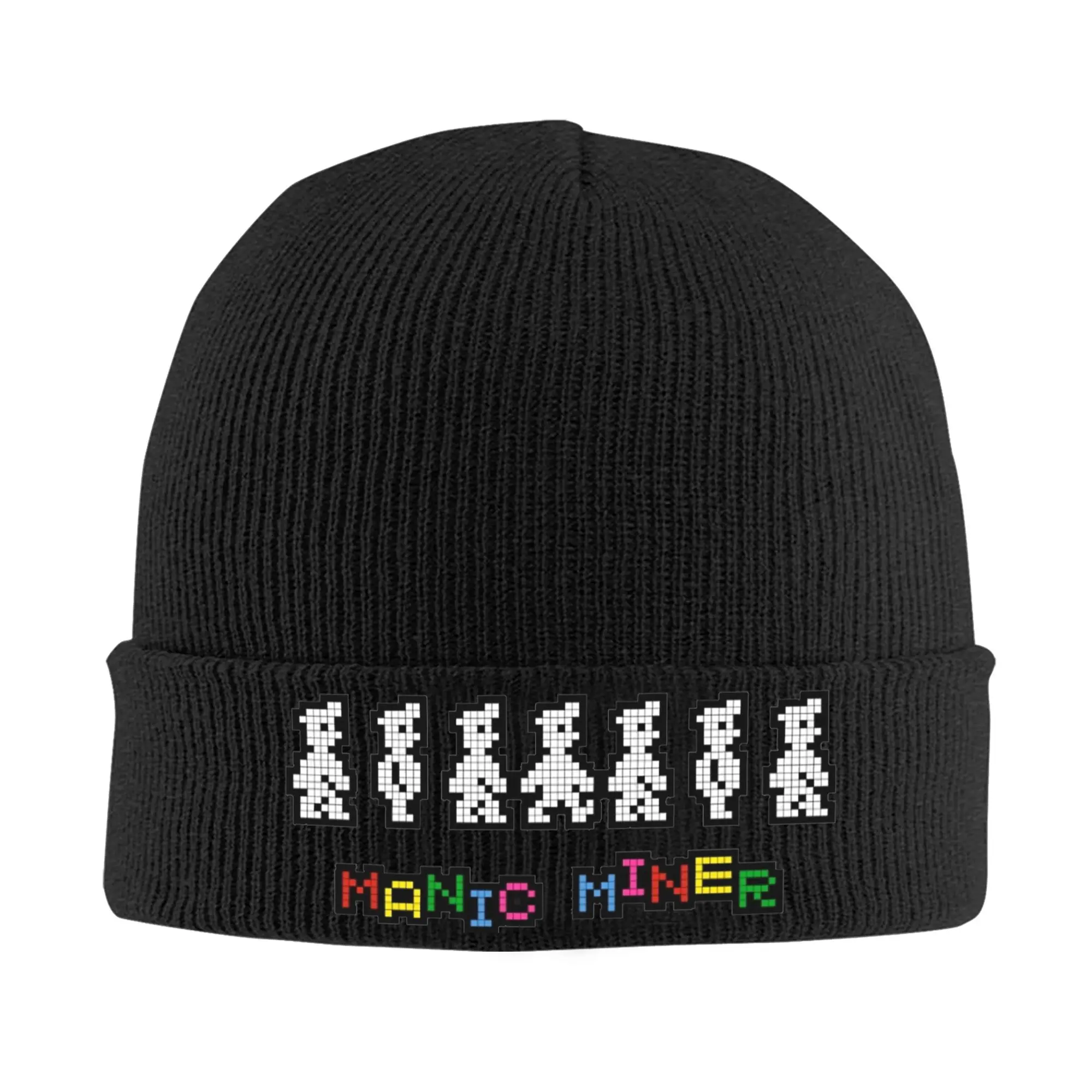 

Мужская и женская вязаная шапка-манжета Sinclair ZX Spectrum Manic Miner Merch, теплые вязаные шапки с черепами, вязаная шапка