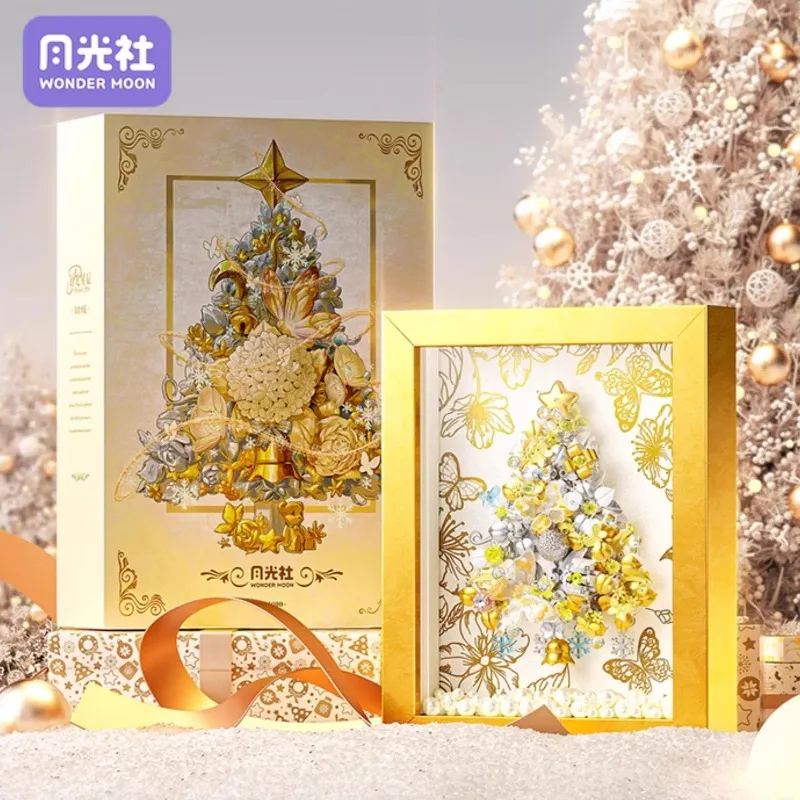 

Golden Star Flower Tree Photo Frame Assembly Blocks Kawaii Light Toy Desktop Model Ornament Children's Christmas Gift