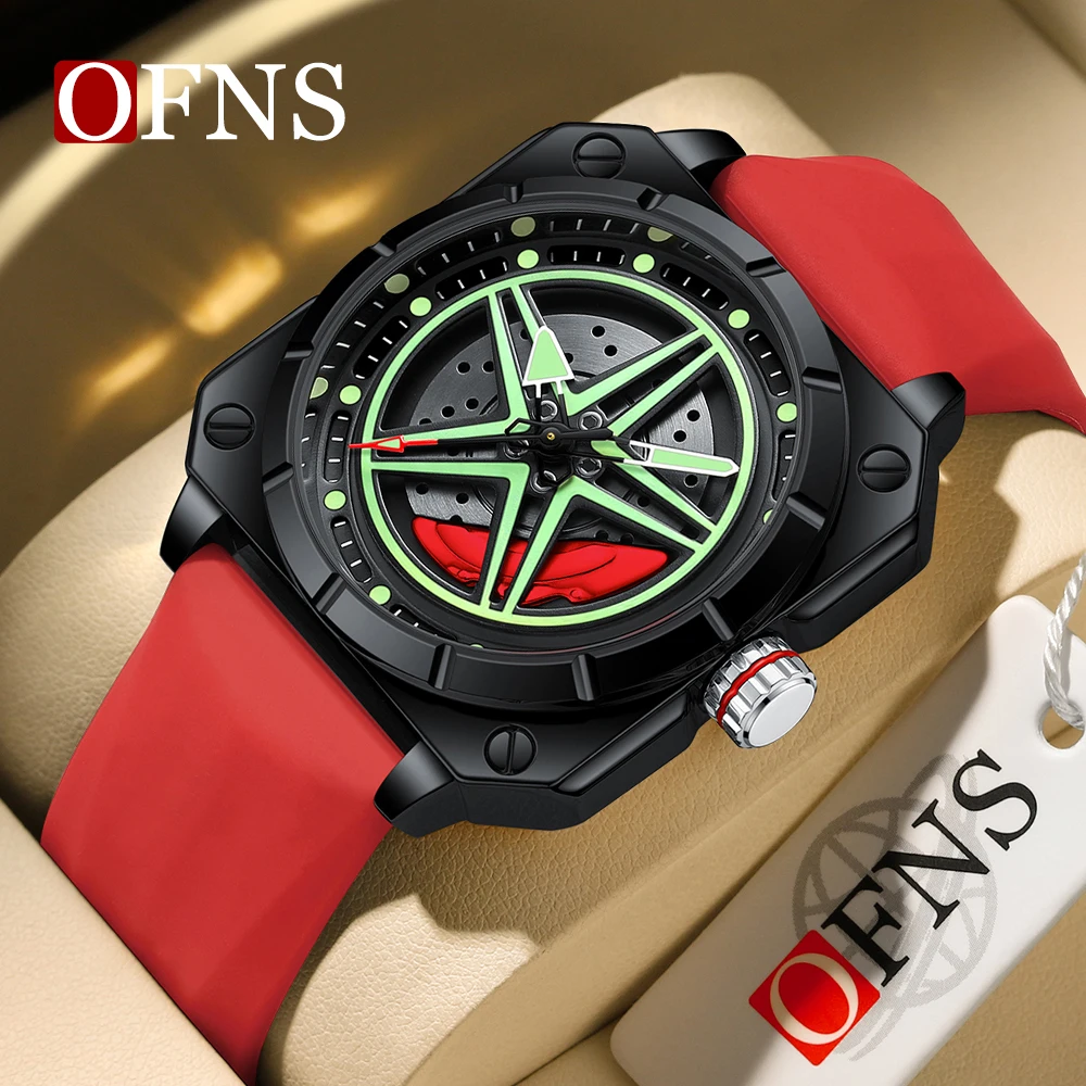 

OFNS New 8017 Top Brand Men's Quartz Watch with Five Point Star Disc Rotating Design, Waterproof and Luminous Men's Watch