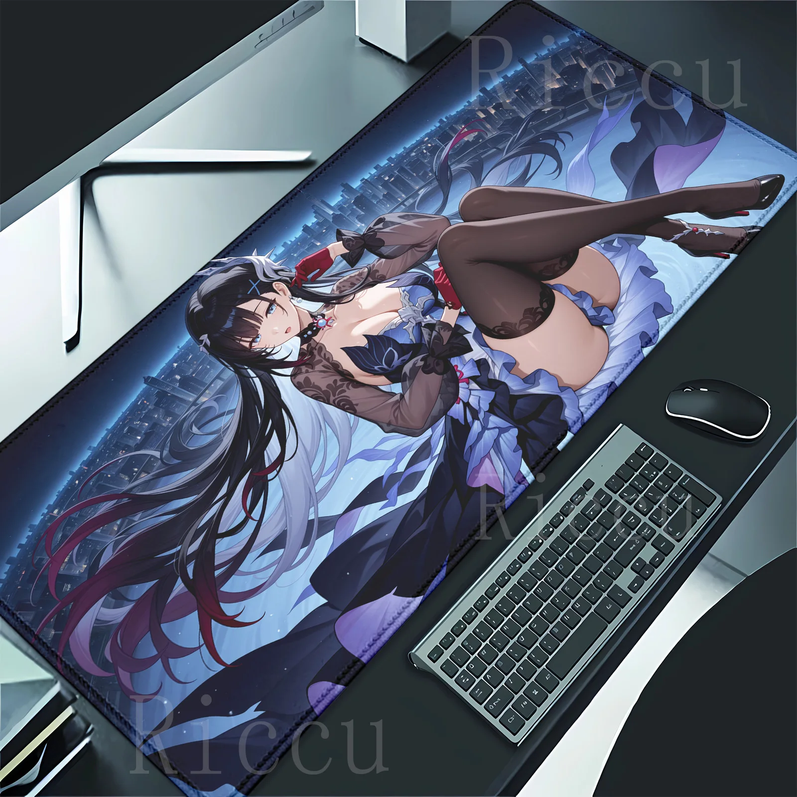 HD Kawaii Hysilens MousePad Honkai Star Rai Hentai Mouse Pad Besar Gaming Laptop PC Periferal Komputer Lucu Anime Keyboard Mat