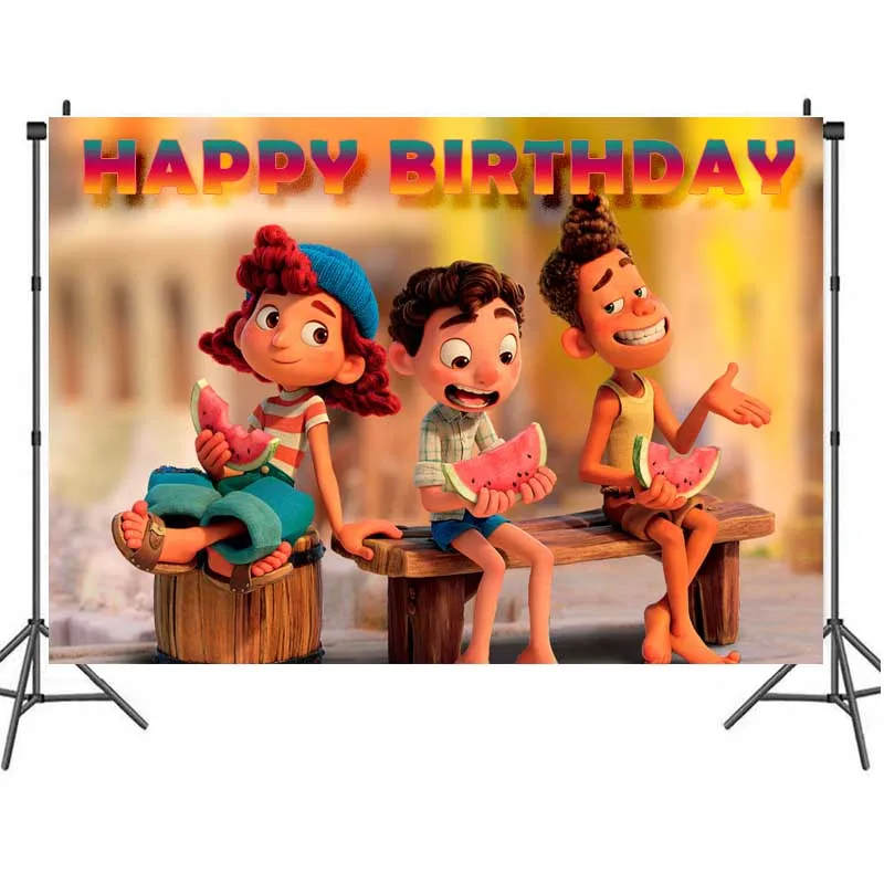 Luca Background Monster Boy Happy Birthday Party Supplies Baby Shower Banner Photo Table Wall Decoration Room Home Decor