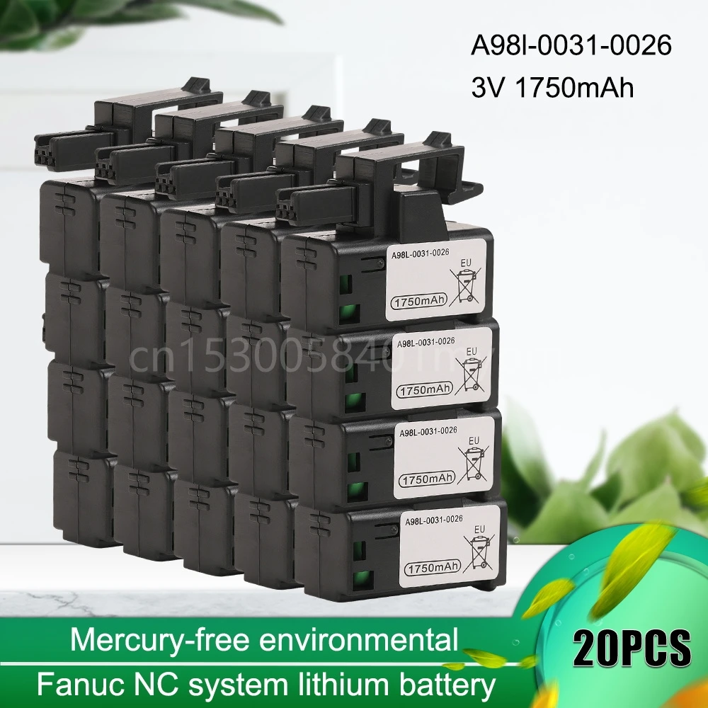 

20PCS A98L-0031-0026 3V 1750mAh Industrial PLC CNC Lithium Battery for Fanuc CNC PLC System A02b-0309-k102 Battery Pack