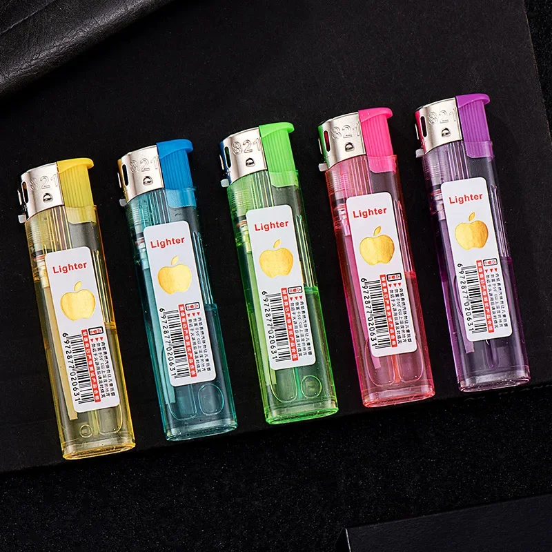

Classic Transparent Electronic Open Flame Plastic Lighter Windproof Fire Cigarettes Lighters & Smoking Accessories Factory Sales