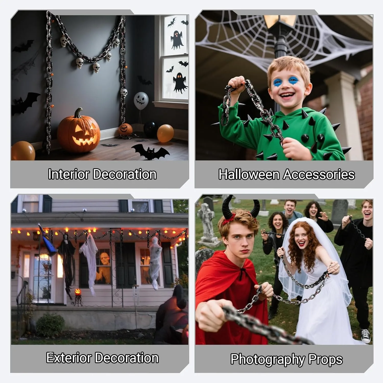 1,8 m blutige Halloween-Kunststoffkette, gefälschte Kette, Kostüm-Requisite, gruselig, gruselig, Spukhaus-Dekoration, Party-Dekoration mit Horror-Motiv