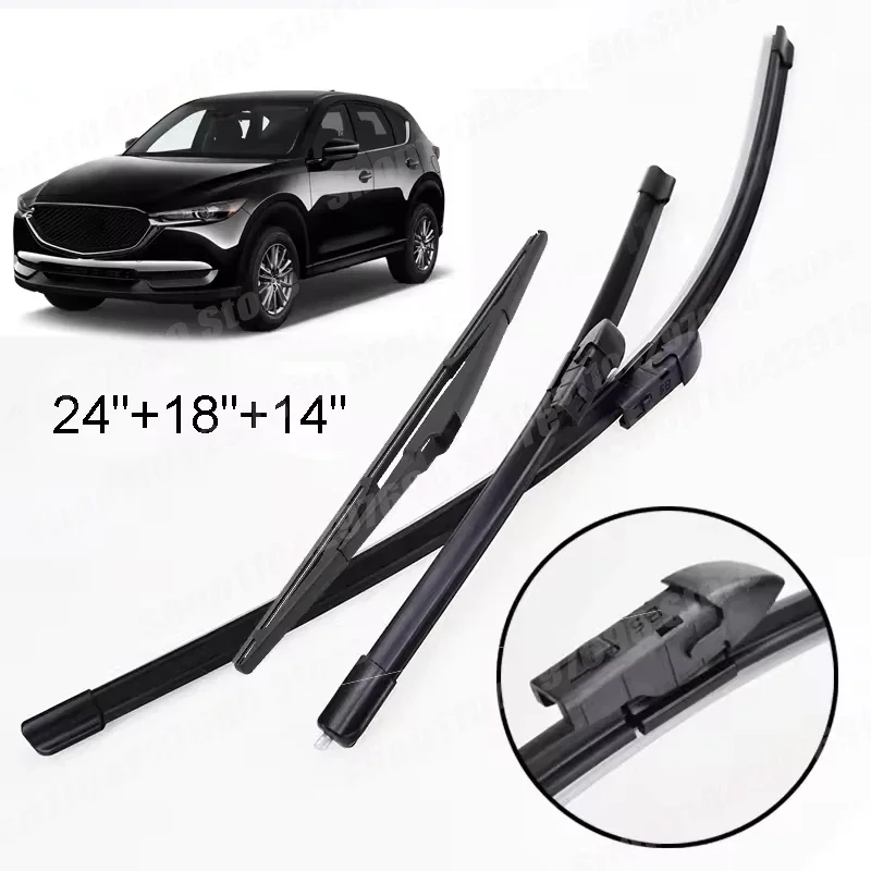 

Wiper Front & Rear Wiper Blades Set For Mazda CX-5 KF 2017-2023 Windshield Windscreen Tailgate Window Brushes 24"18"14"