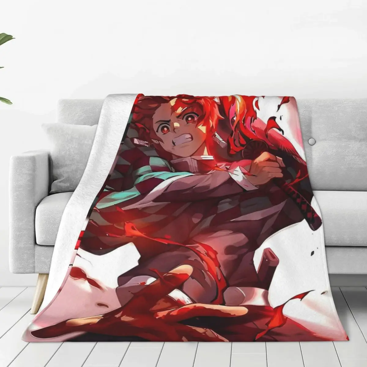 Demon Slayer Zenitsu Anime Warm Blanket Comic Camping Plush Bedding Throws Funny Couch Chair Flannel Bedspread Sofa Bed Cover