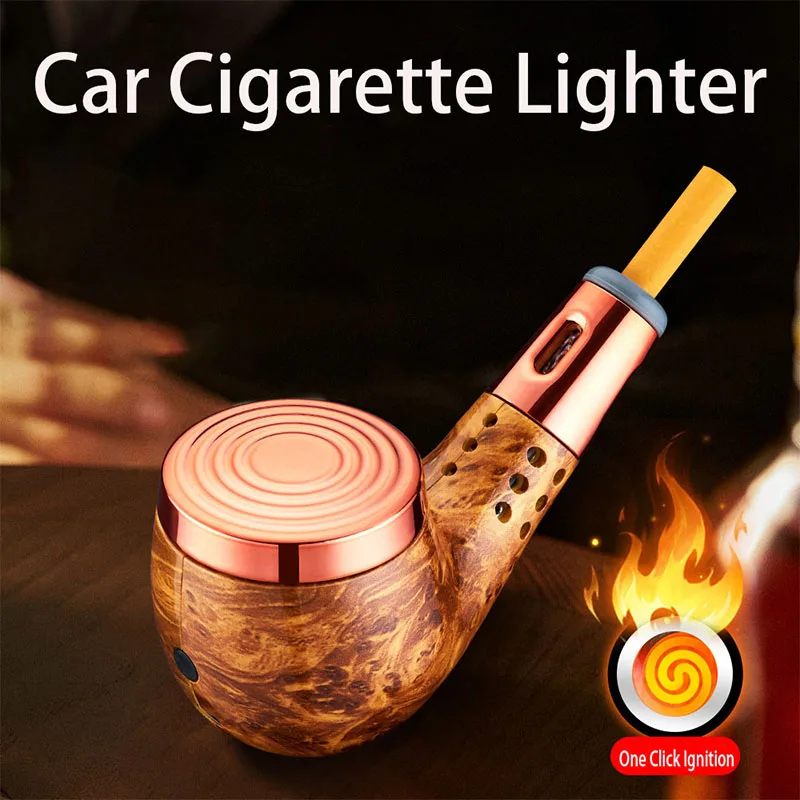 Silicone Bite Electric Lighter Retro Stripe Pattern Windproof Smoke Compartment Outdoor Portable Igniter Car Accessories Interio