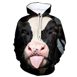 Spring And Autumn Pasture Cow Pattern 3d Fun Hip Hop Men's And Children's Hoodie Outdoor Street Fashion Casual Sweatshirt