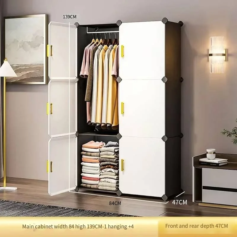 Nordic Clothes Wardrobe Closet Partitions Organizer Bedroom Plastic Wardrobe Display Storage