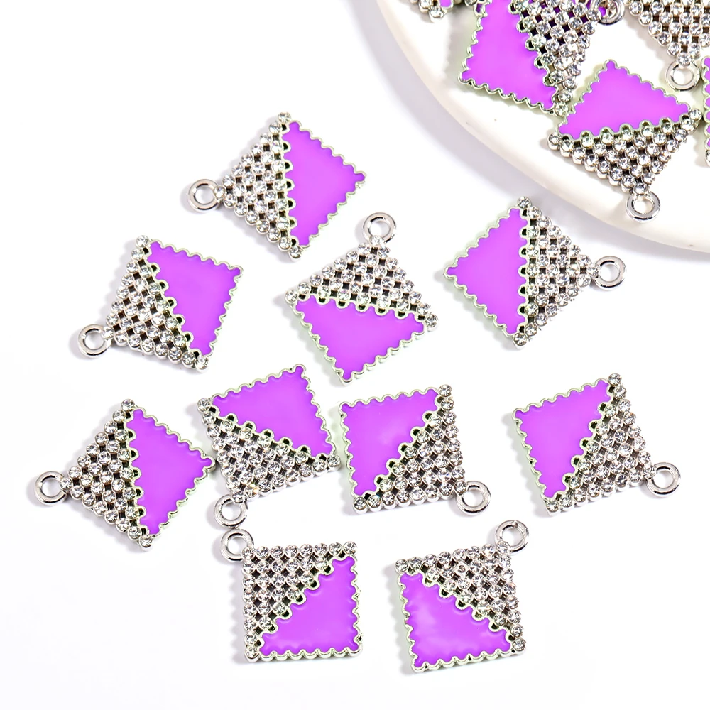 10 قطعة/الوحدة لامعة المينا سبائك كريستال مستطيلة سحر حساسة قلادة أقراط قلادة صنع المجوهرات اكسسوارات بالجملة #6