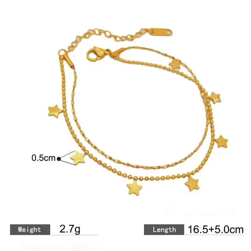 GANPUP 316L Edelstahl Goldfarben Sterne Halskette Armband Set für Frauen Statement Metall Textur Wasserdichter Schmuck Geschenk – Detail 4