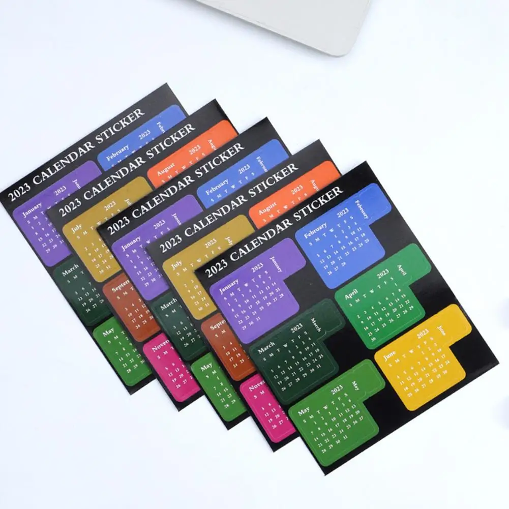 2 Pcs/Set Practical Disposable 2023 Calendar Index Label Notebook 2023 Calendar Index Label 2023 Calendar for School