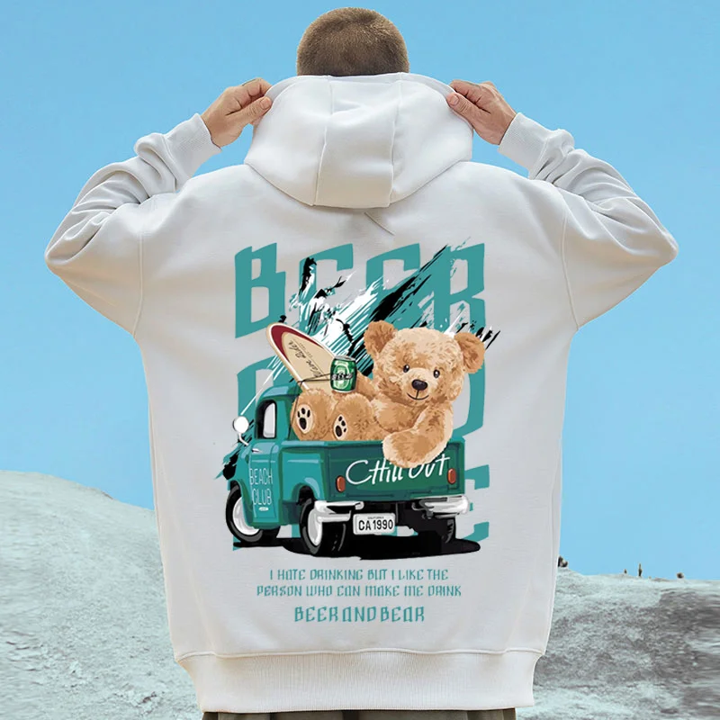 

Men Funny Bear Print Graphic y2k Hoodie Streetwear Retro Casual Pullover Hoodies Hip Hop Oversized Loose Hooded Sweatshirts