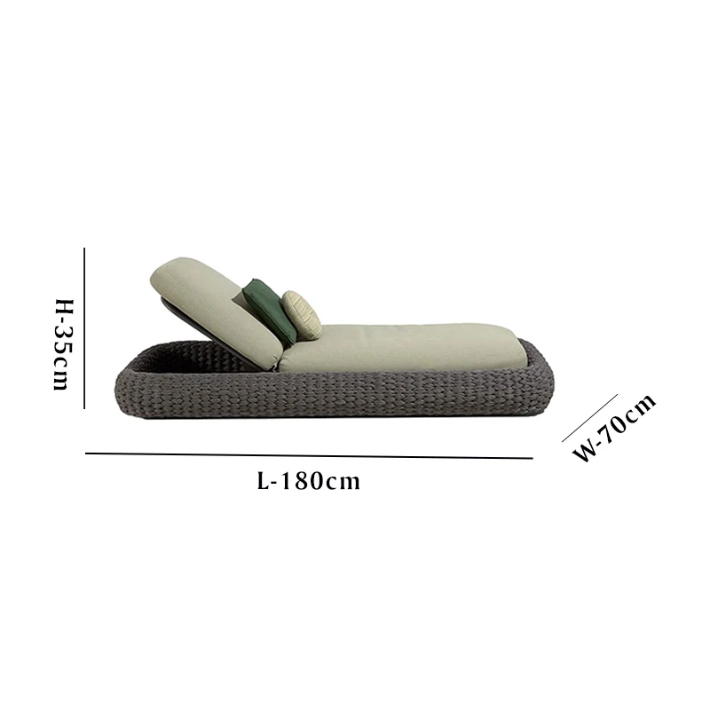 Modern Traditional Hotel Lounger Aluminum Frame Sunbed for Villa Terrace Rattan Outdoor Foldable Garden Lounge Chair Pool Park