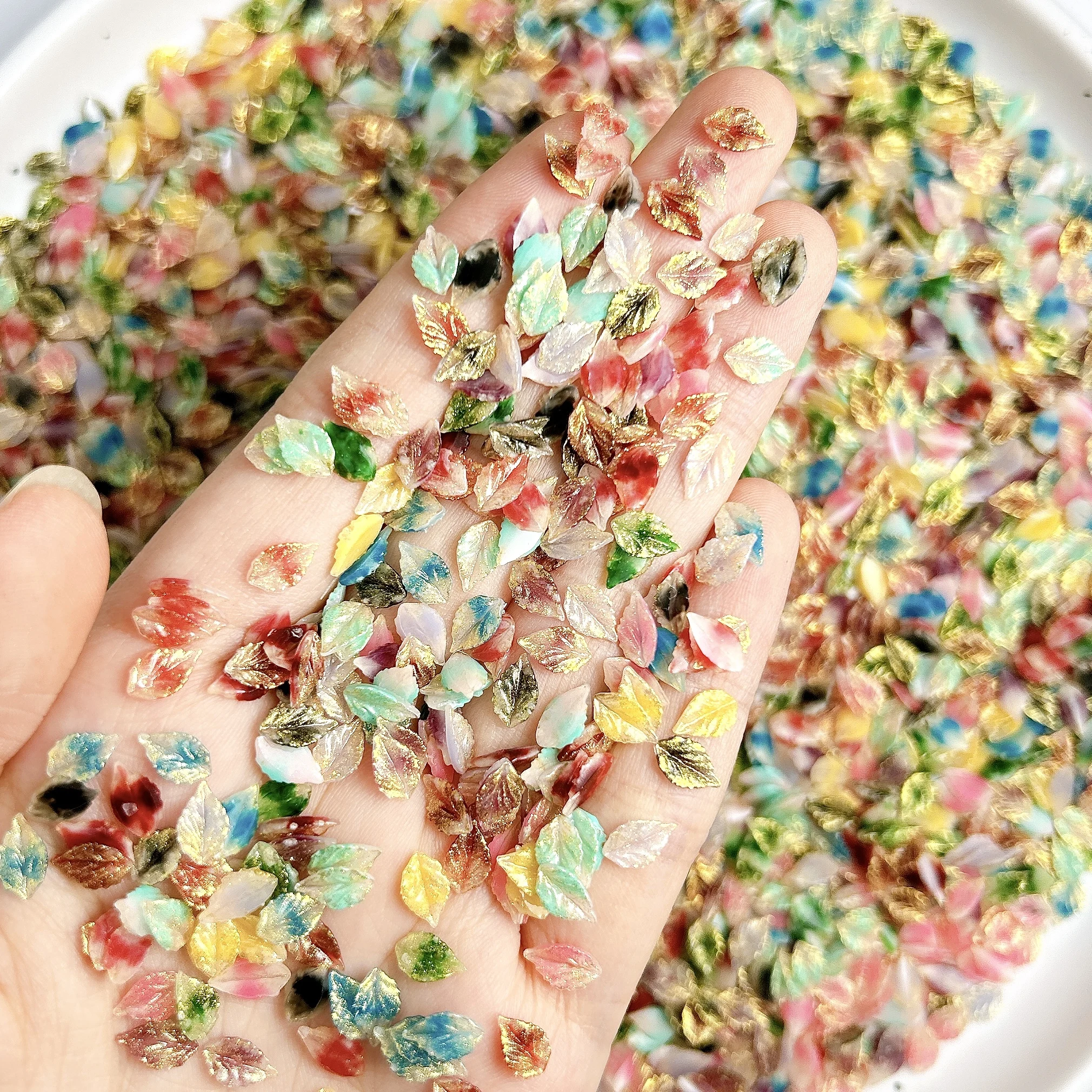 60 قطعة مقلد الإبداعية الذهب احباط مطعمة ورقة الراتنج مسمار السحر ثلاثية الأبعاد التدرج الملونة مضيئة ورقة مسمار الفن زينة DIY بها بنفسك