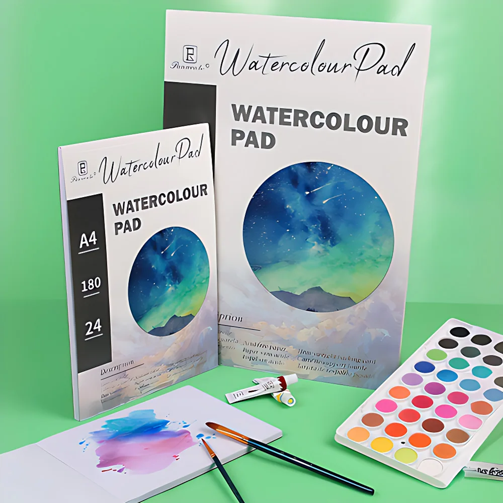 Professional Watercolor Pads A3/A4/A5 Sketchbooks 24 Sheets 180gsm Acid-Free Paper Ideal for Wet Dry Media Perfect for Beginners