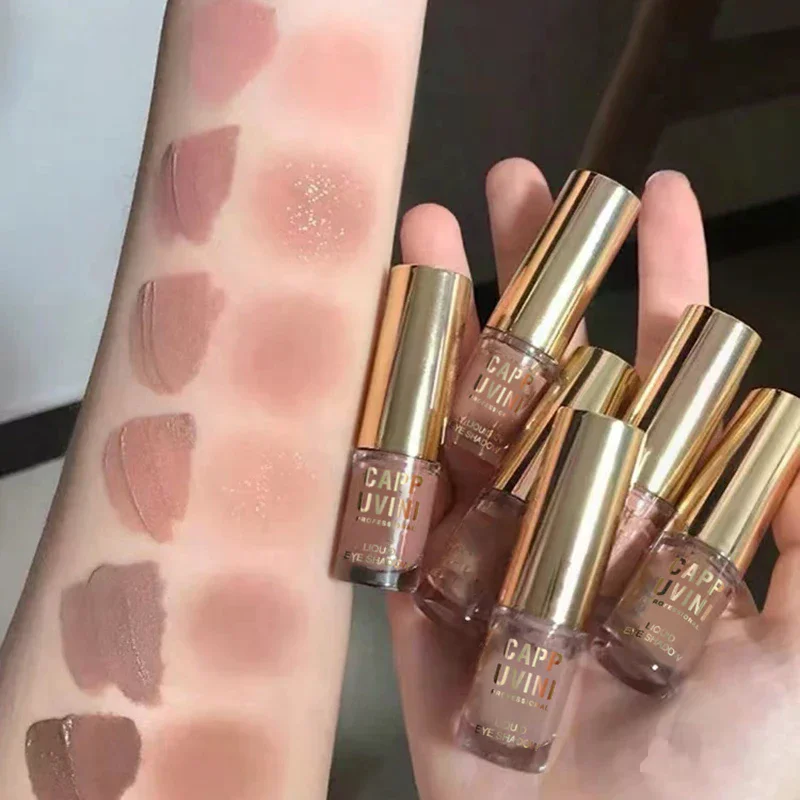 Brauner Glitzer, flüssiger Lidschattenstift, Kontur-Rouge-Pigment, feiner Schimmer, matt, natürlich, Wangenmilch, Kaffee, Schattencreme, Augen-Make-up