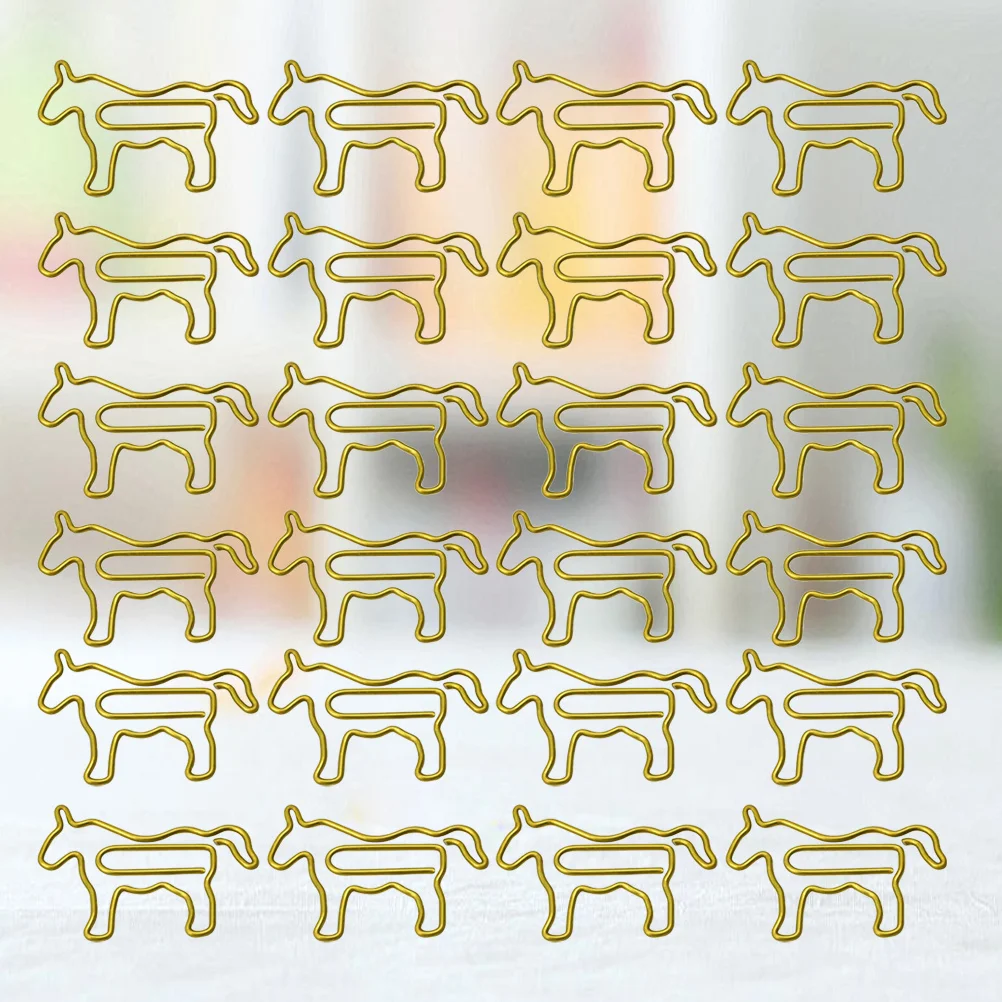 

30pcs Golden Horse Shaped Paper Clips Animal Paper Needles For Office Bookmark Holder Metal Clamps