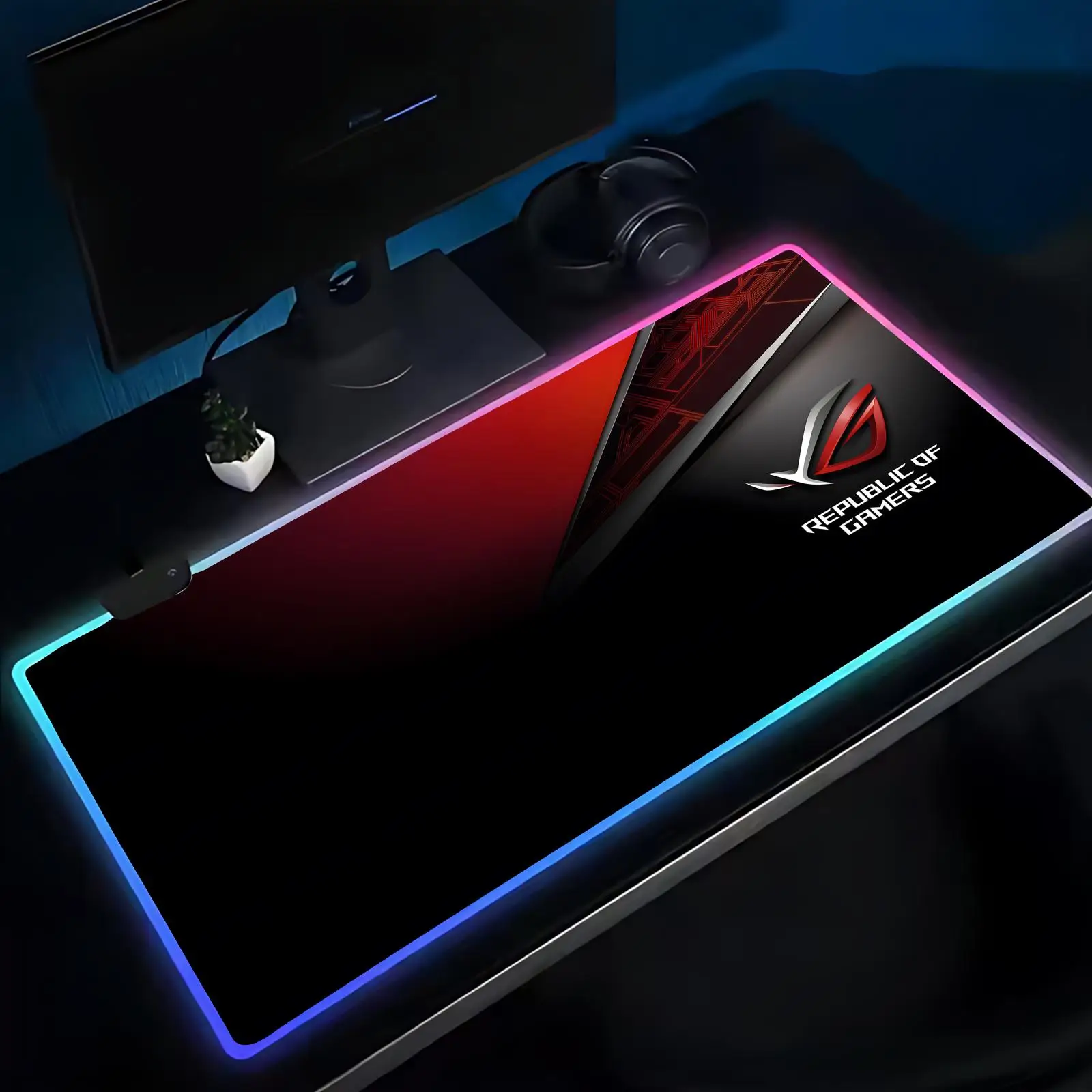 Коврик для мыши R-ROG A-ASUS RGB, большой игровой коврик для мыши с LED-подсветкой, для игр и офиса