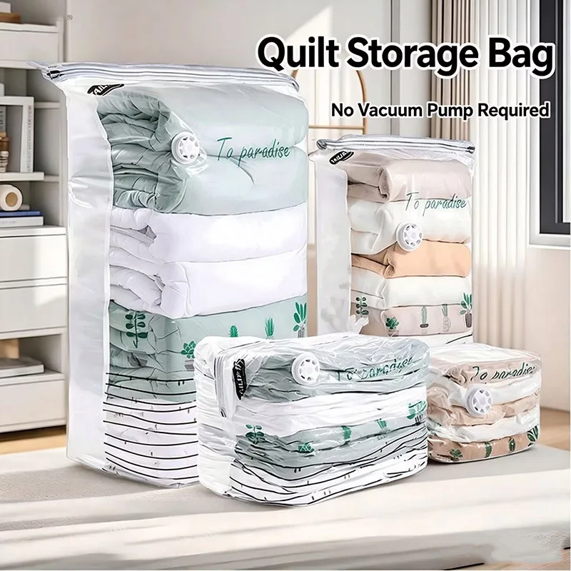Pump-Free Stereo Vacuum Storage Bag Airtight Sealing Bags Packing Pouches