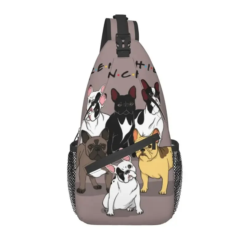 Casual Funny Frenchies French Bulldog Sling Crossbody Backpack Men Dog Animal Shoulder Chest Bags for Hiking