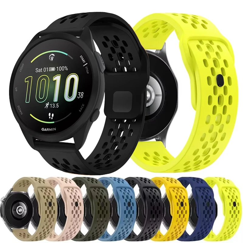 

Силиконовый спортивный ремешок 18/20/22 мм для Garmin Forerunner 970, 570, 965, 745, 245, 265, 255, 55, 158, Vivoactive 6, 5, 4, 3, Venu 3, 2, 2S, 3S, SQ2