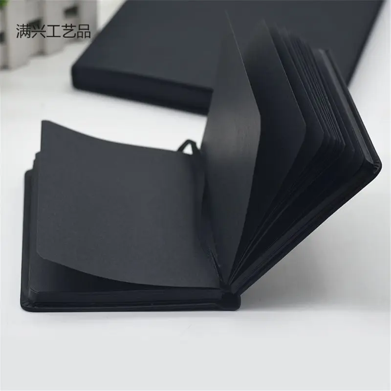 Hardcover Notebook DIY Scrapbook Sketchbook Personal Diary 100 Sheet Black Papers A5/A6 Journal Notepad for Student Kid