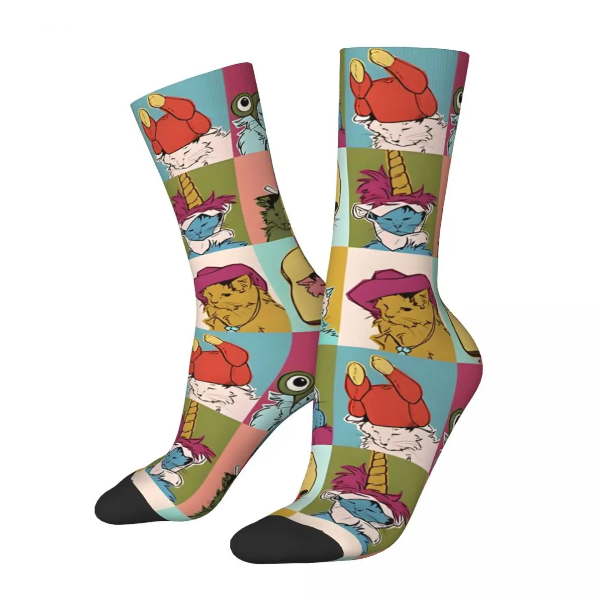 Retro Pot Roast Hats Mounted Print Men's compression Socks Unisex Harajuku Pattern Printed Novelty Crew Sock