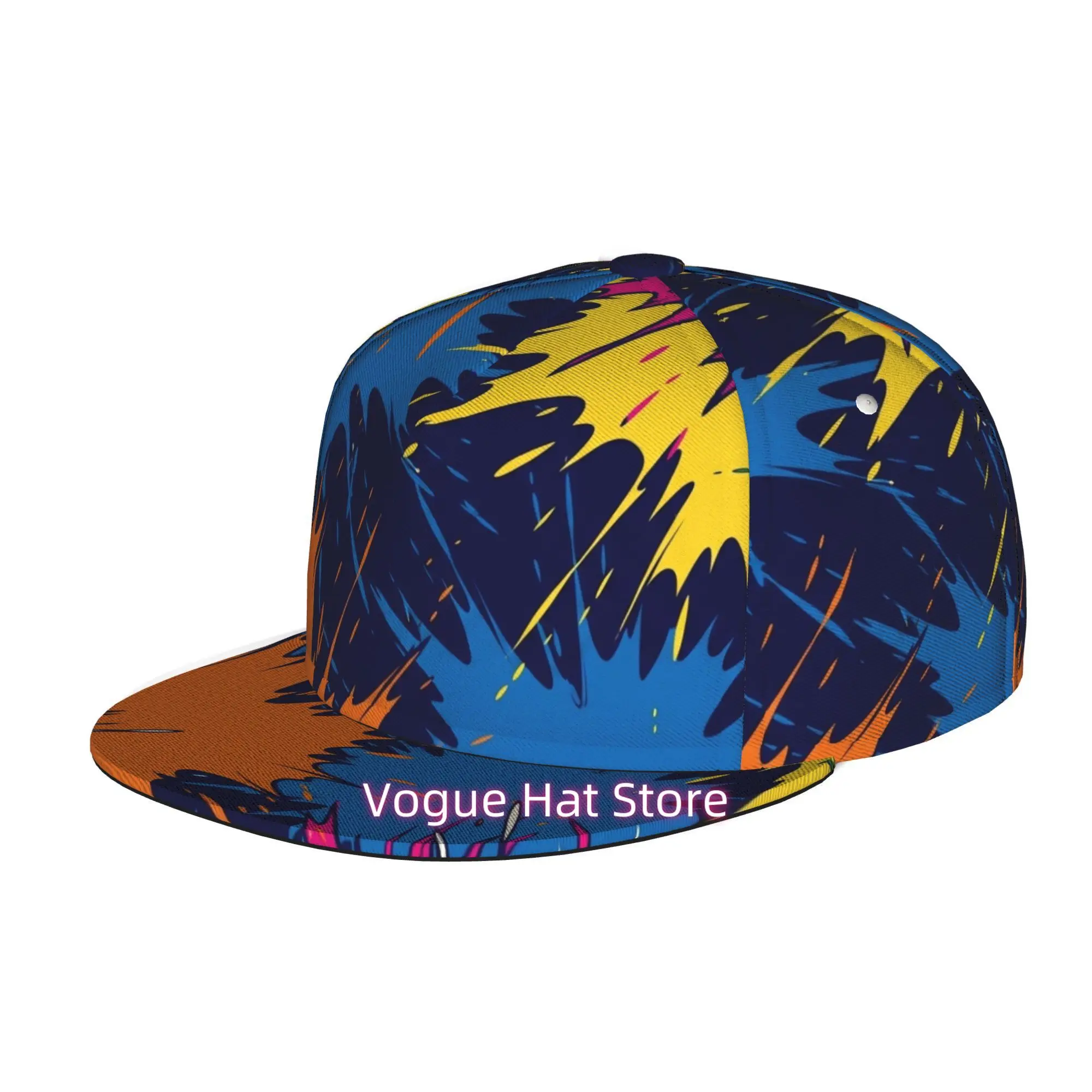 Men'S And Women'S Baseball Cap, Abstract Colorful Burst Pattern Adjustable Snap-On Brim, Flat-Top Design - Suitable for Casual O
