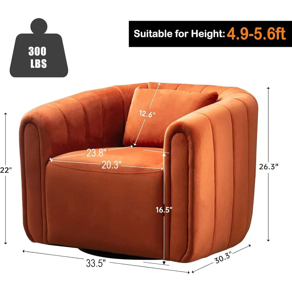 Anj Draaistoel Set Van 2 Met Plomp Kussen, Modern Kanaal Nederlandse Fluwelen Accentstoel, Comfortabele Ronde Fauteuil, Draaibare Accen