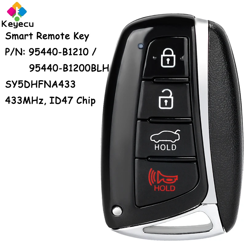 

KEYECU Smart Remote Key With 4 Buttons 433MHz ID47 Chip for Hyundai Genesis 2015-2017 Fob SY5DHFNA433 95440-B1210 95440-B1200BLH