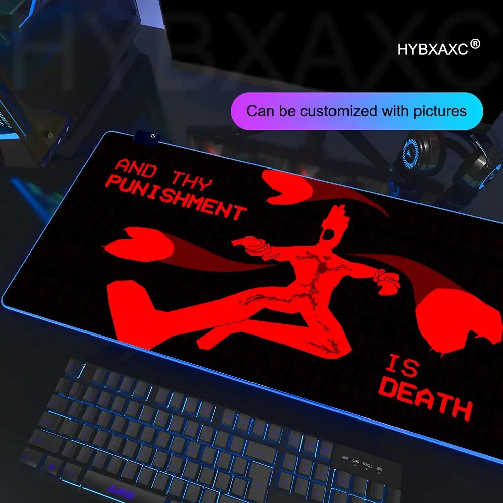 Alas Mouse RGB ULTRAKILL Alas Meja Komputer Gaming Penembak LED Alas Mouse Gamer Besar Alas Keyboard Bercahaya