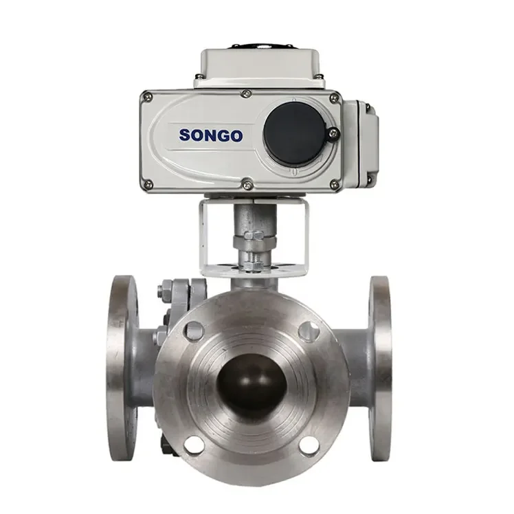 SONGO DN200 8 inch 3 Way L Port 110V DC Flange Type CF8M Stainless Steel electric Motorized Ball Valve