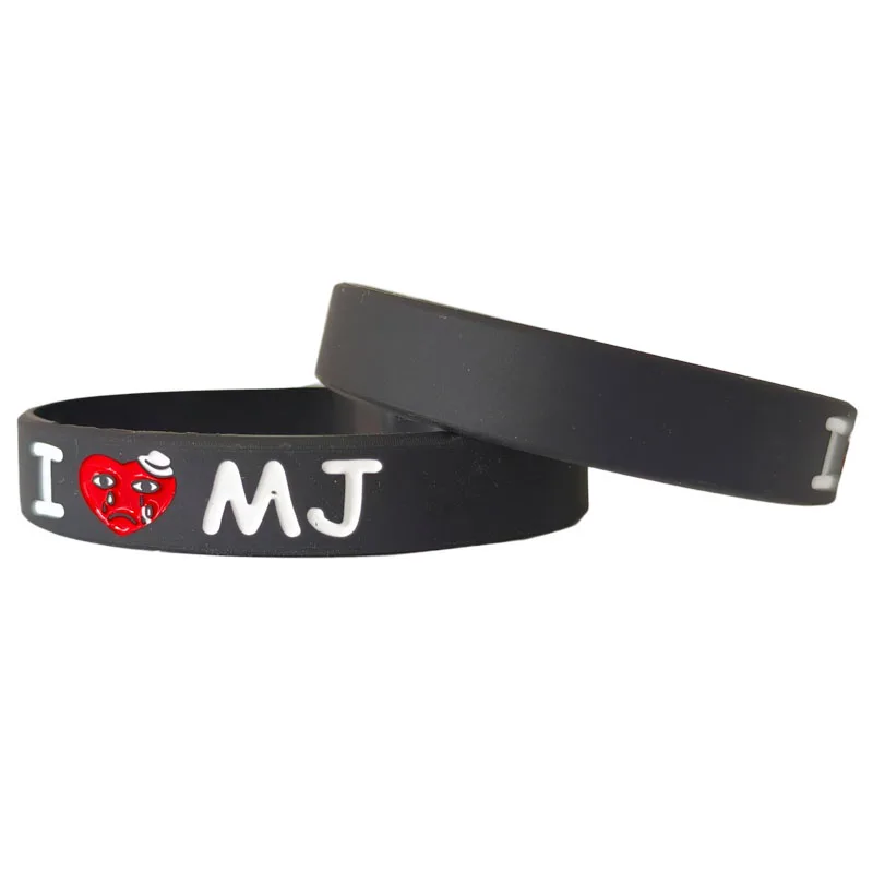 1PC New Black I Love MJ Michael Jackson Silicone Wristband Printed Black Bracelets&Bangles for Music Lovers Gifts Jewelry SH154