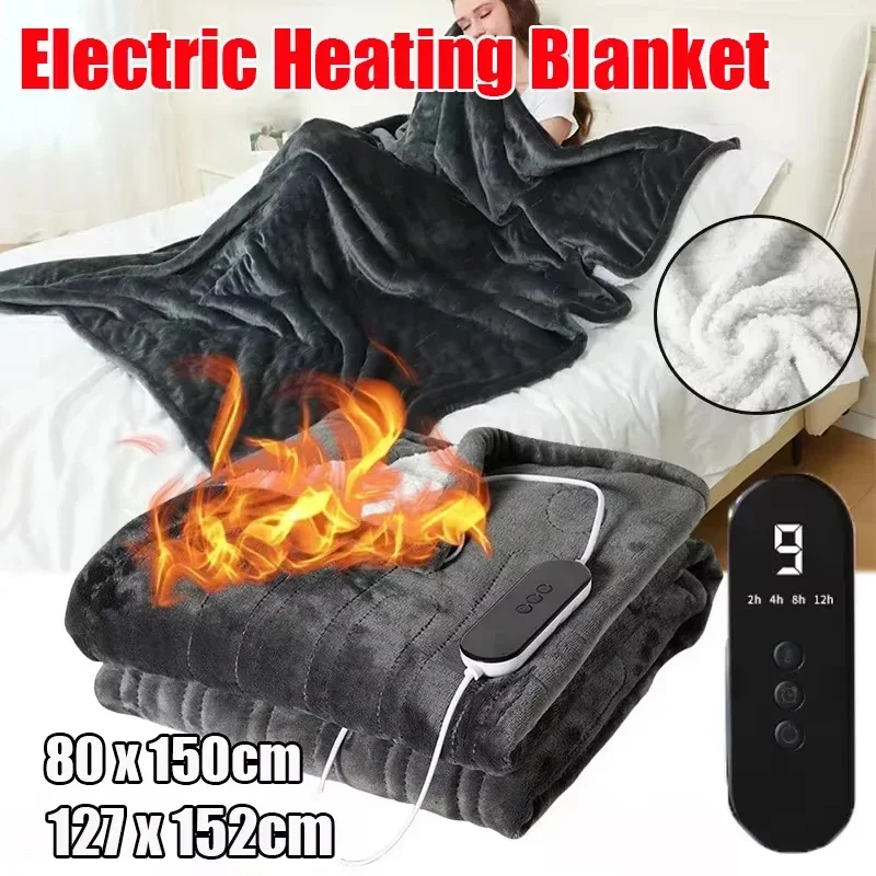 Large Electric Heating Blanket Flannel Soft Heated Throw Blanket With 9 Heating Levels 4 Hours Auto-Off Winter Warm Body Blanket