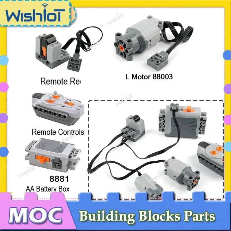Función de potencia, Motor 88003 L, piezas de ladrillos de alta tecnología, juego de mando a distancia, bloques de construcción MOC PF ensamblados, Juguetes DIY modificados