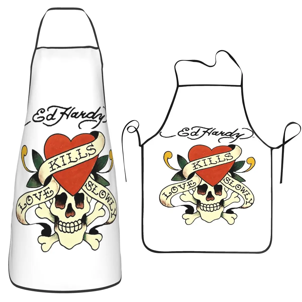 Delantal Ed Hardy Love Kills Slowly, Delantal de Cocina sin Mangas, Delantal para Limpieza de Cocina, Delantal para Jardinería para Hombres y Mujeres