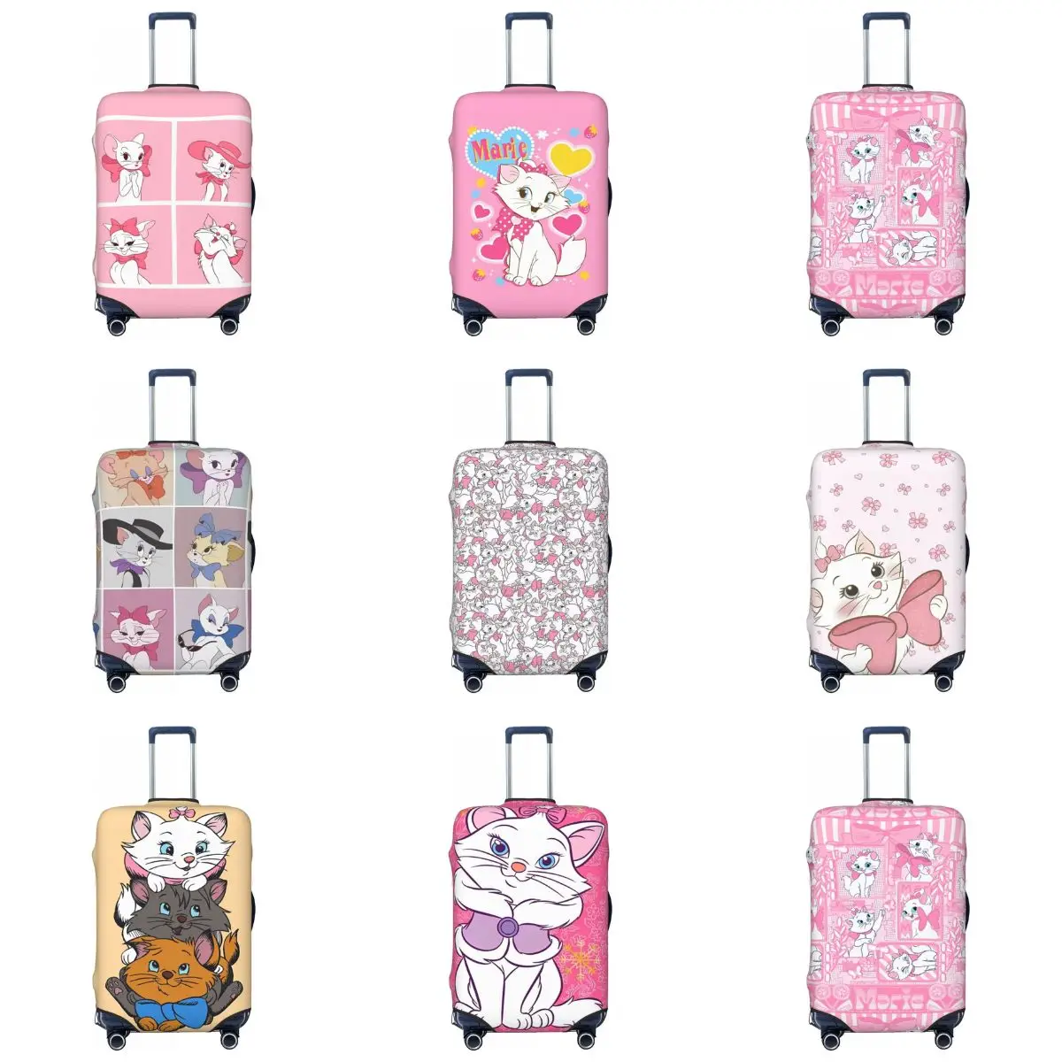 Marie Cat Suitcase Cover Animal Print Holiday Cruise Trip Useful Luggage Supplies Protector