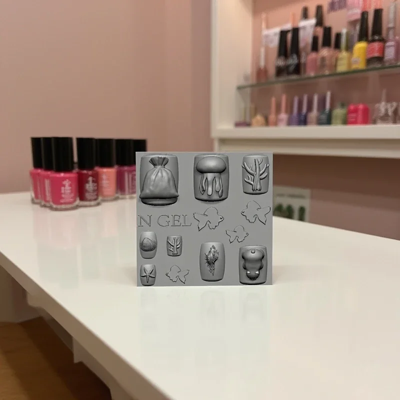 1 قطعة قذيفة البحر نجم البحر ذهبية قنديل البحر الأسماك ثلاثية الأبعاد سيليكون مسمار قالب الصيف البحر قنديل البحر لتقوم بها بنفسك قالب من السيليكون مسمار الفن العفن