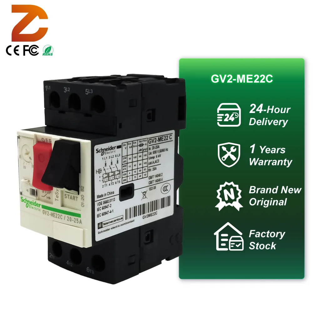 Sch-nei-der Brand New Original in Stock TeSys GV2-ME 20-25A Motor Circuit Breaker GV2-ME22C Motor Protector Overload Protection