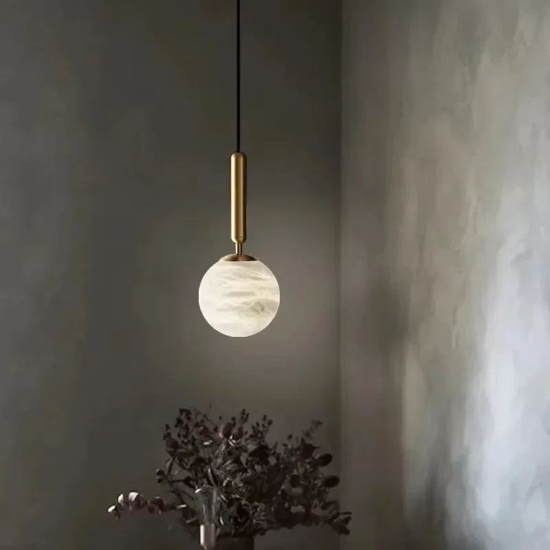 2026 Marble Pendant Light For Bedroom Bedside Kitchen Island Dining Room Bar Nodic Home Decor E27 LED Round Ball Hanging Chandel