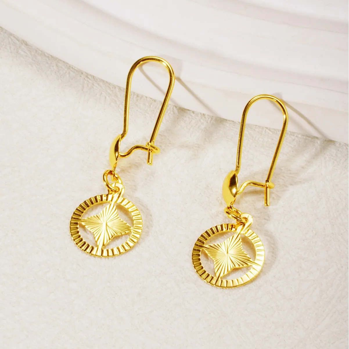 Huixing, copper earrings, Middle East 24K gold-plated women's fashion disc earrings, Europe, America, Nigeria, ring earrings.