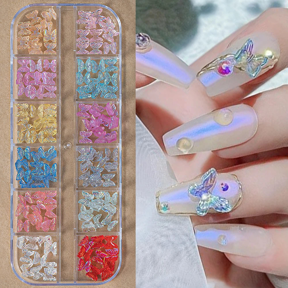 12 Gitter Gold Stern/Mond 3D Nail Art Charms 0,1*0,1/0,2*0,2/0,3*0,3 Zoll Luxus Legierung Niete Y2K funkelnde DIY Maniküre Edelsteine Strasssteine