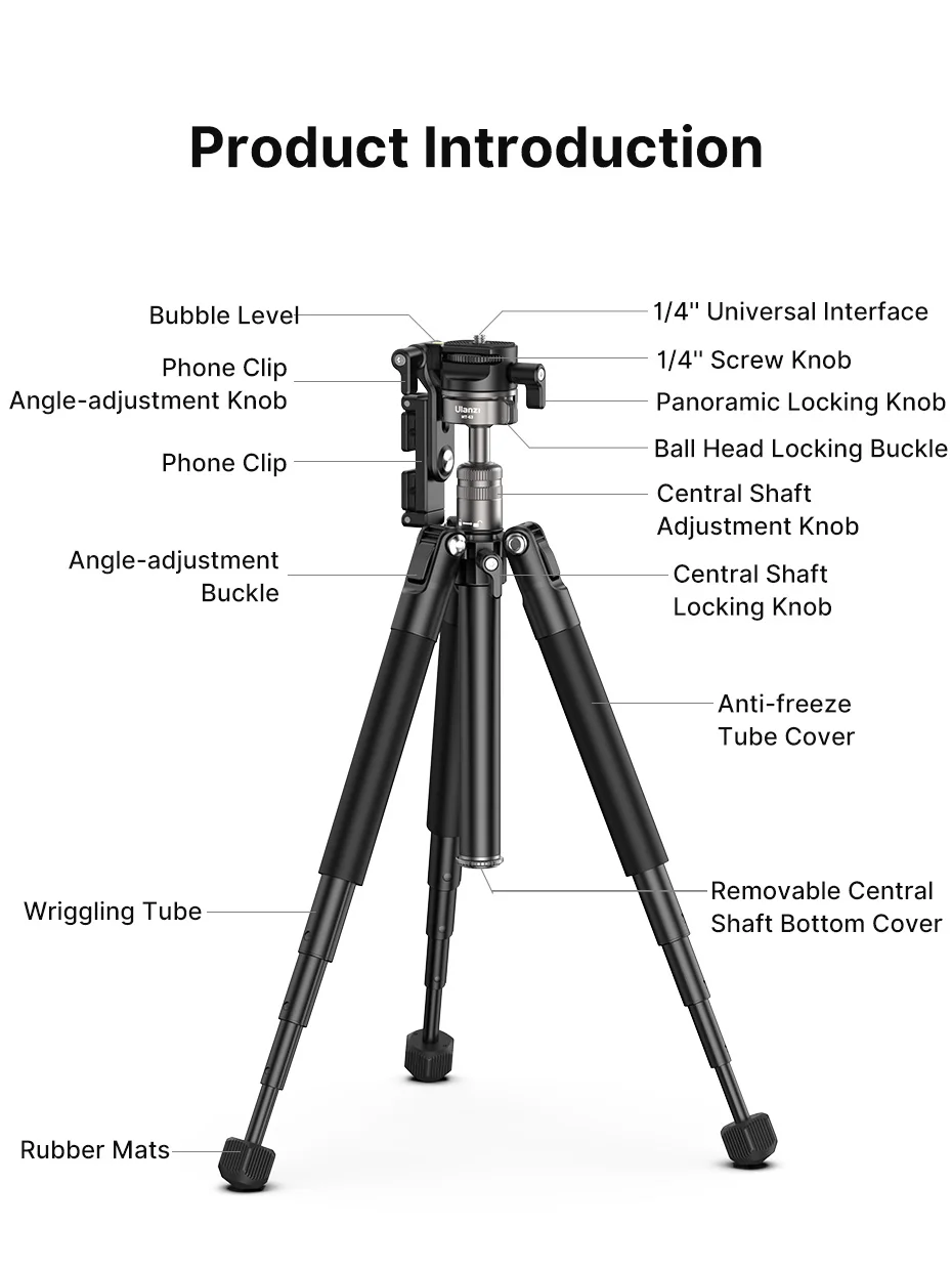 Ulanzi MT-63 26 cm tragbares Mini-Stativ mit 360 ° Horizontaler und vertikaler Panoramakopf für Smartphones-Kameras – Detail 14