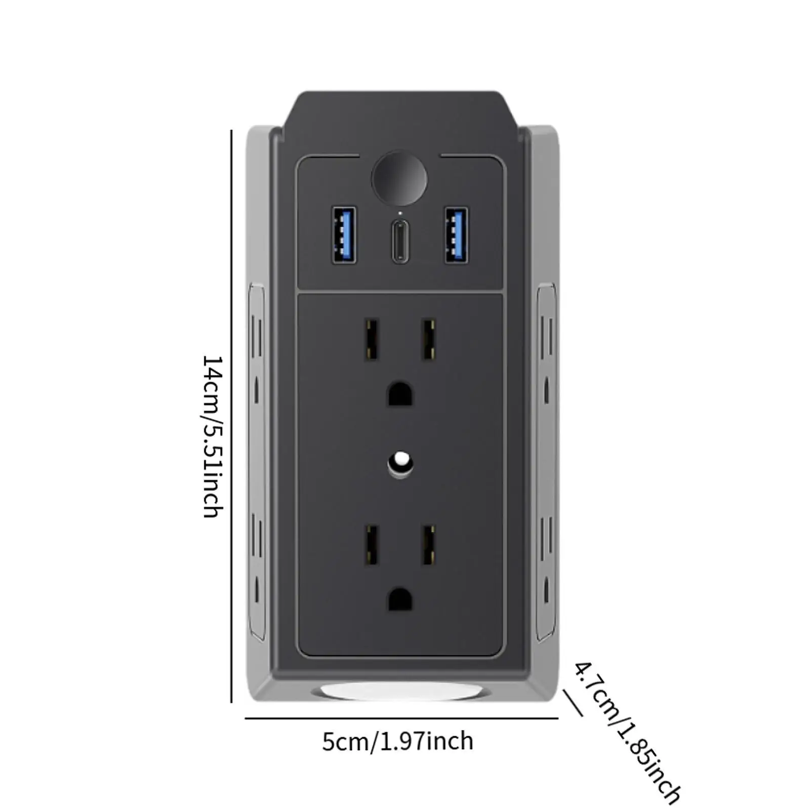 Extension de protection contre les surtensions à 6 prises, prise US 110V, multifonctionnelle, 3 faces