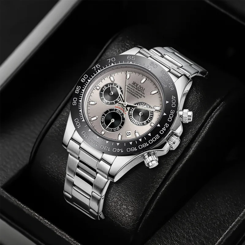 

Мужской серебряный стальной ремешок, деловой тренд, календарь, дисплей, точечная линия, кварцевые часы